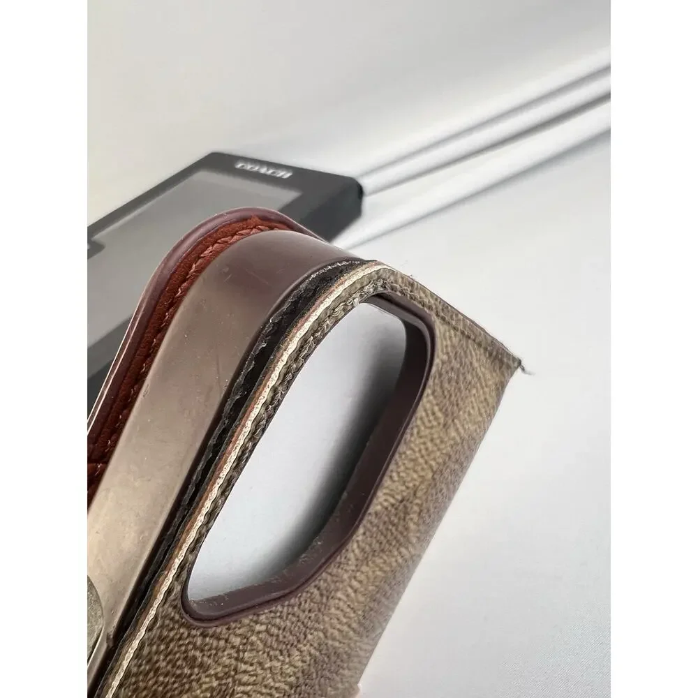 Coach 2024 iPhone 16 Folio Wallet Case Signature C Khaki Tan - Box Included
